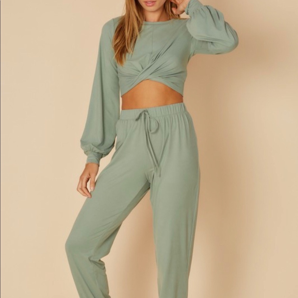 Twisted Crop Top Jogger Set